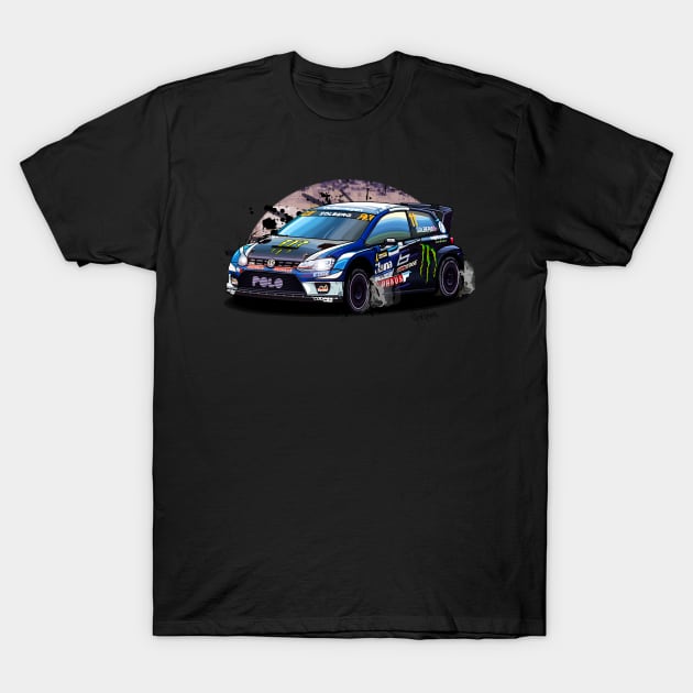 Petter Solberg's Rallycross car - Illustration T-Shirt by Mario Ramos Rally Art